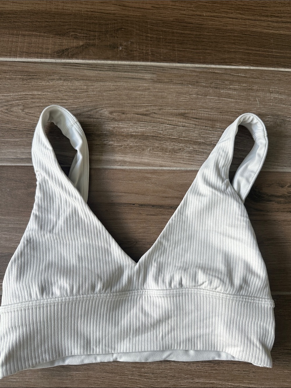 White Ribbed V-Neck lululemon sports bra